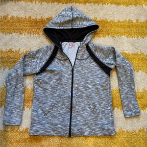 Gray and black heather exercise fitness athletic zip hoodie women's